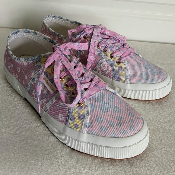 LoveShackFancy x Superga Cotton Canvas Floral Sneaker Rose Heart Mix 10 NWT - Picture 10 of 15